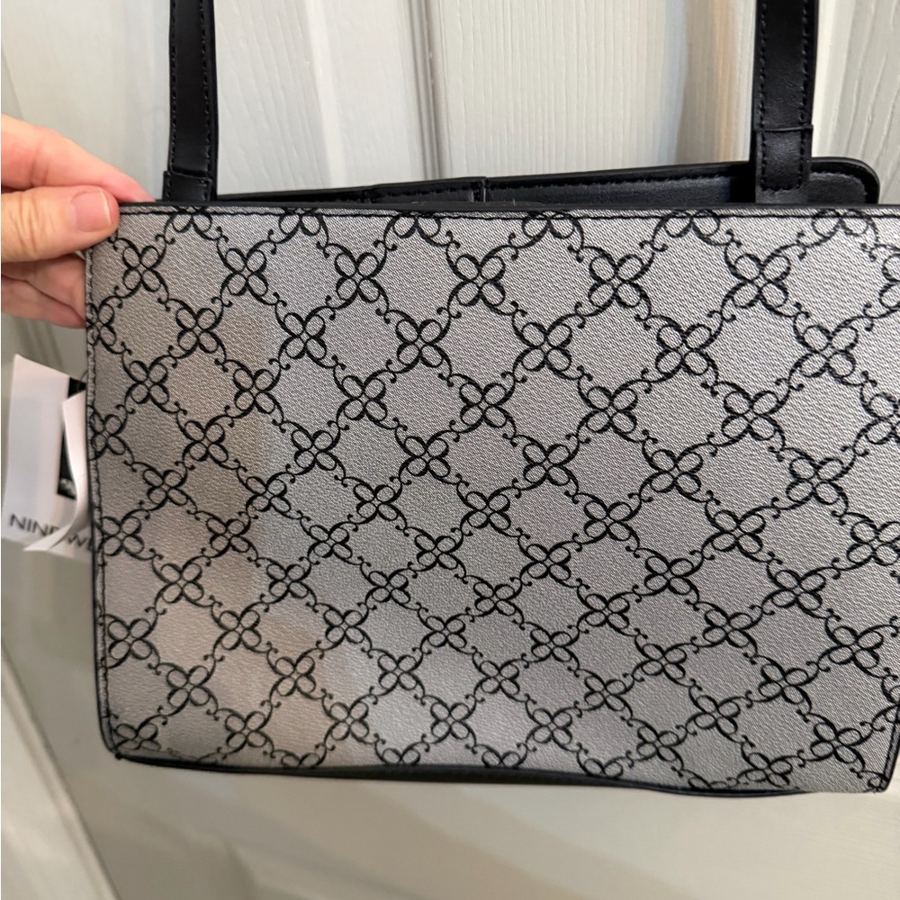 Nine West Black & Gray Patterned Shoulder Bag